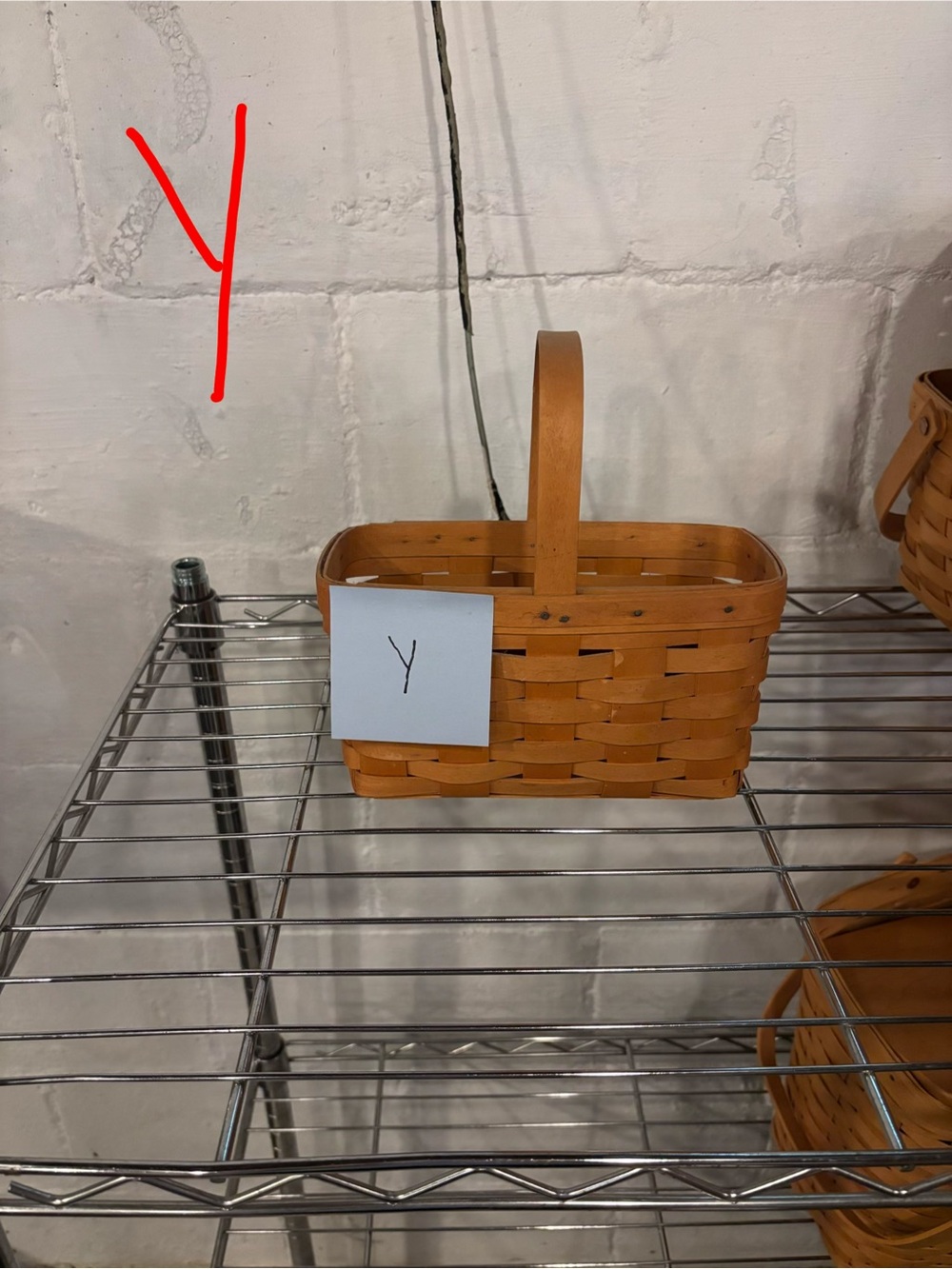 Longaberger Woven Wood Basket in Tan with Handle